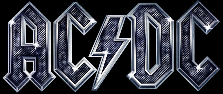 Logotipo de AC/DC en acero.