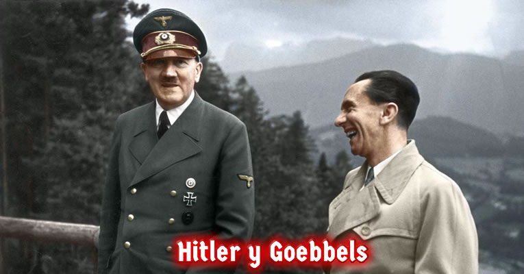 Reunión idílica y buen rollo entre Adolf Hitler y Joseph Goebbels. Mancha de cabrones.