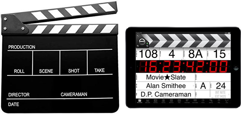 Los dos tipos de claquetas que se usan en el cine: analógica y digital.