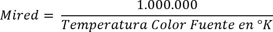 Fórmula para el cálculo de Mired