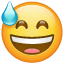 Emoji - Cara sonriente con la boca abierta y sudor frío