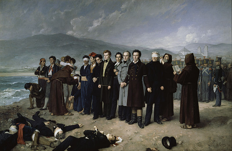 Fusilamiento de Torrijos en la playa de San Andrés (Málaga) por Antonio Gisbert Pérez, en 1888 (Museo del Prado).