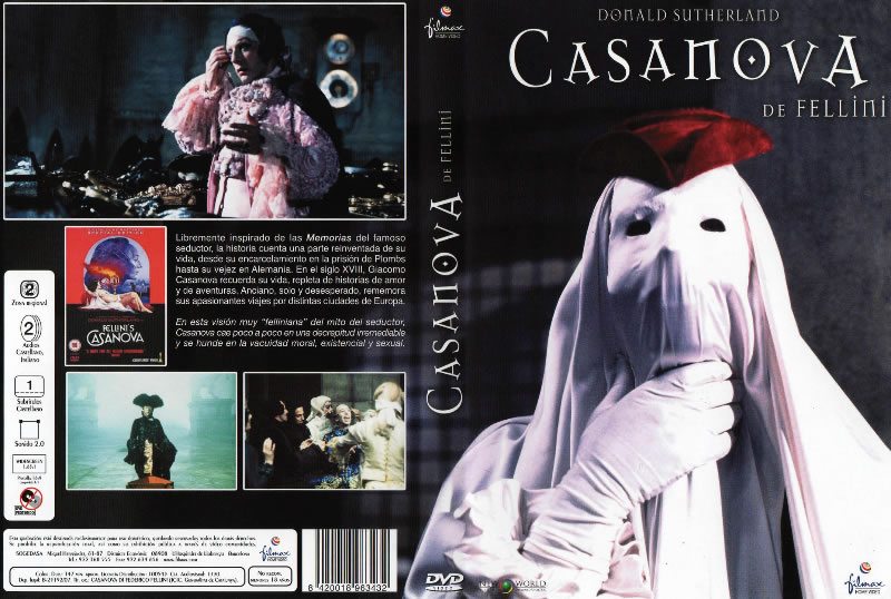 Caratula de la película sobre Casanova del director italiano Federico Fellini