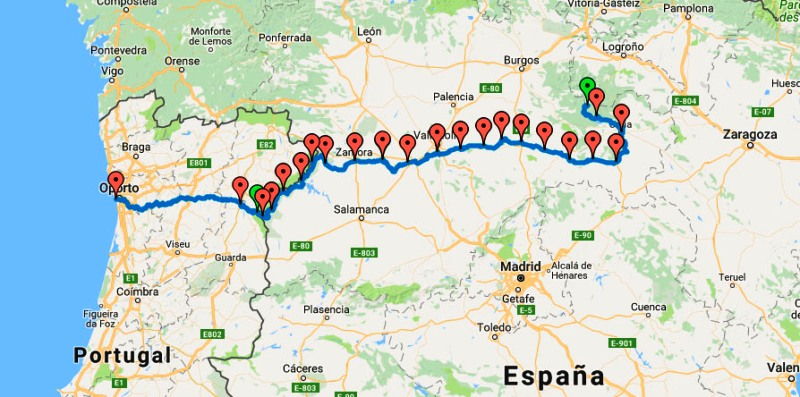 Recorrido del rio Duero por España y Portugal