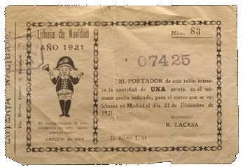 Decimo de lotería de 1921