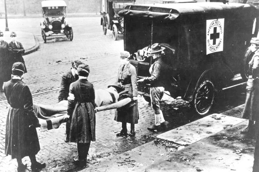 Fotografía de la epidemia de la gripe de 1918 en St Louis (EEUU)