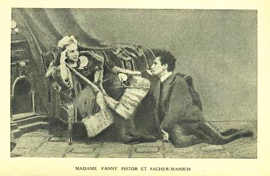 Sacher-Masoch y Fanny Pistor posando en una pose de enamorados y de ama y esclavo
