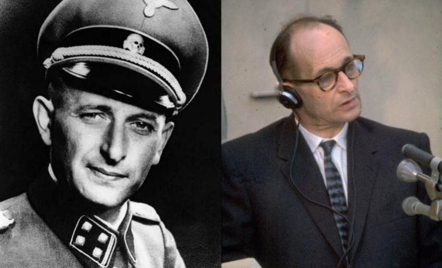 Adolf Eichmann cuando era nazi y durante el juicio