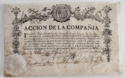 Acción de la Real Compañía Guipuzcoana de Caracas, Madrid, 10 de diciembre de 1729