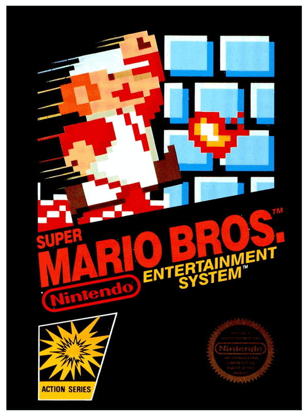 Carátula original de Super Mario Bros año 1983 cartucho