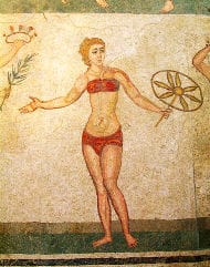 Chica en bikini mosaico de Villa romana del Casale