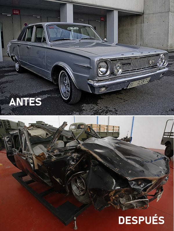 Vehículo de Carrero Blanco antes y después del atentado