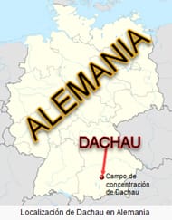 Localización del campo de concentración de Dachau en Alemania