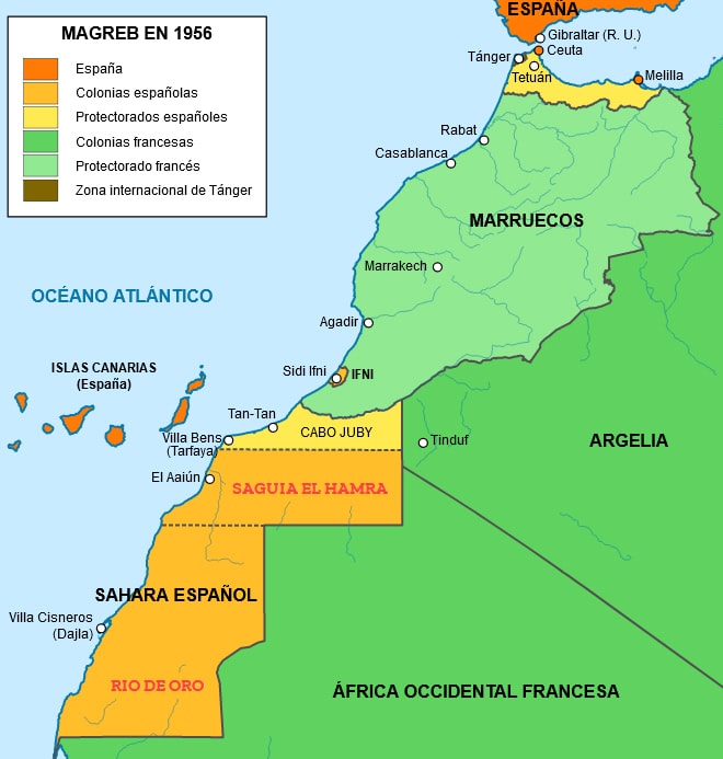 Mapa del Sahara español