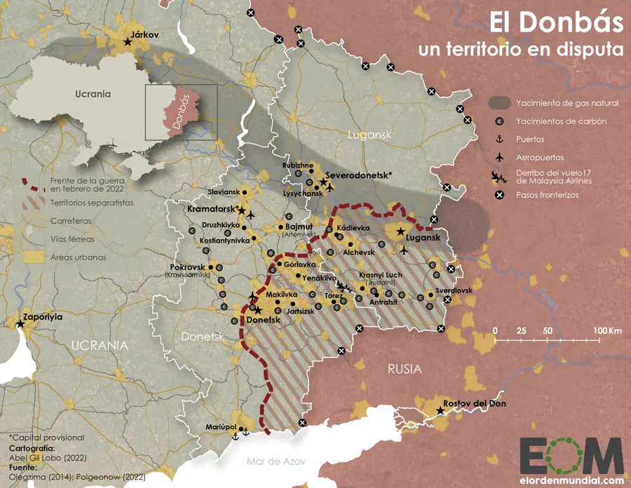 Mapa del Donbás